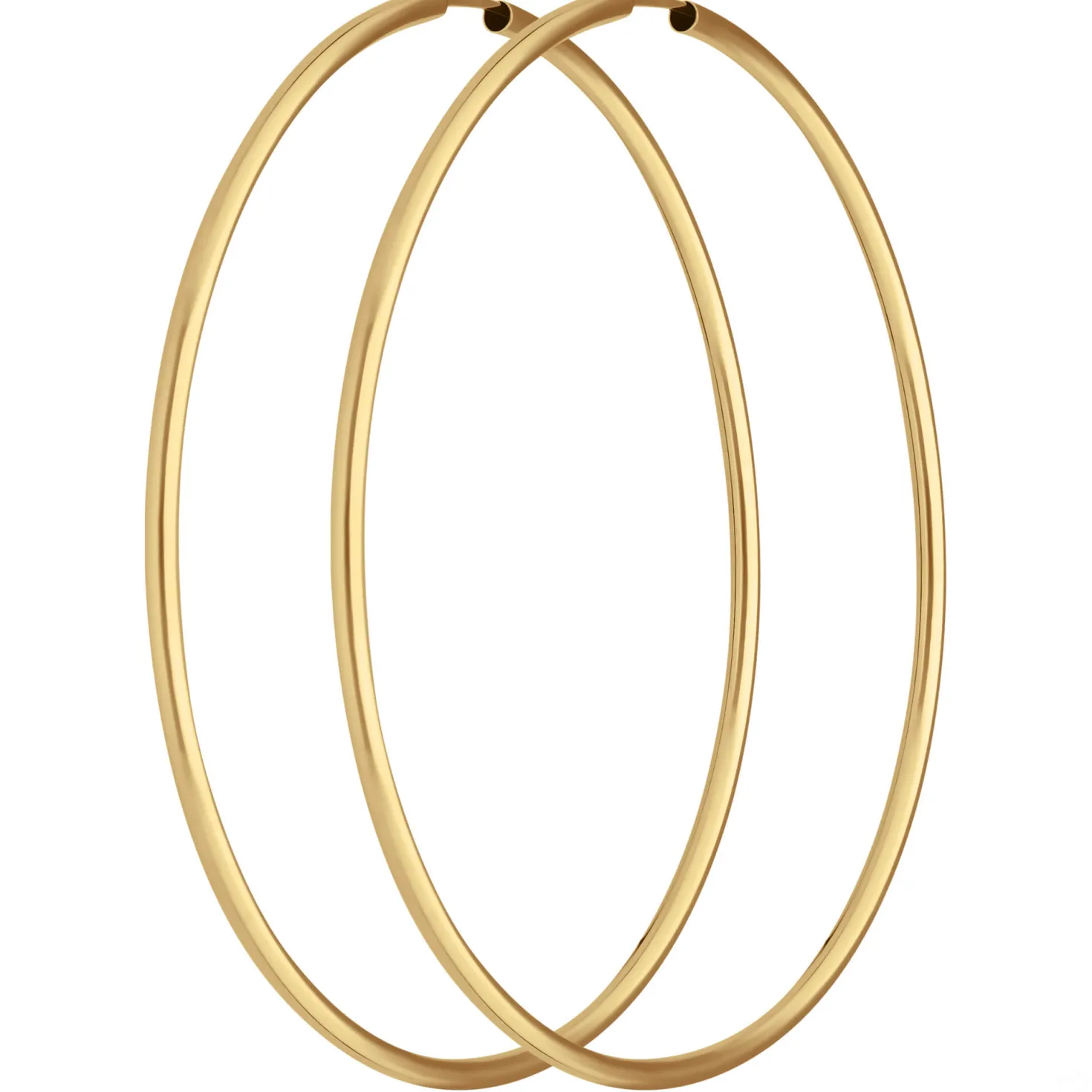 Paar Ohrringe Creolen rund schlicht groß aus 585 Gold Gelbgold 57,5x2mm