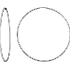 Paar Ohrringe Creolen rund schlicht groß aus 925 Silber rhodiniert 57,5x2mm