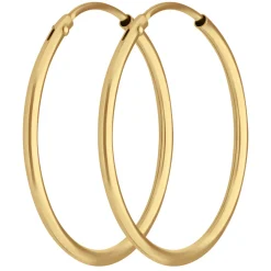 Paar Ohrringe Creolen rund schlicht Ohrschmuck aus 585 Gold Gelbgold 24x1,5mm