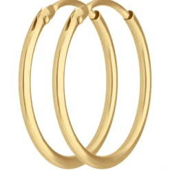 Paar Ohrringe Creolen rund schlicht Ohrschmuck aus 585 Gold Gelbgold 17x1,3mm