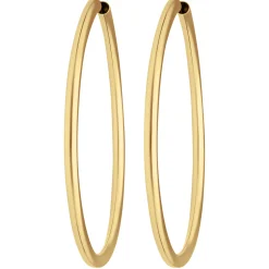 Paar Ohrringe Creolen rund schlicht Ohrschmuck aus 585 Gold Gelbgold 48x2,5mm