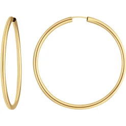 Paar Ohrringe Creolen rund schlicht Ohrschmuck aus 585 Gold Gelbgold 48x2,5mm
