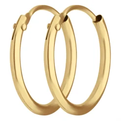 Paar Ohrringe Creolen rund schlicht Ohrschmuck aus 585 Gold Gelbgold 13x1,3mm