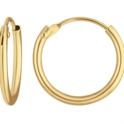 Paar Ohrringe Creolen rund schlicht Ohrschmuck aus 585 Gold Gelbgold 13x1,3mm