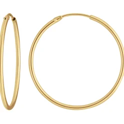 Paar Ohrringe Creolen rund schlicht Ohrschmuck aus 585 Gold Gelbgold 30x1,5mm