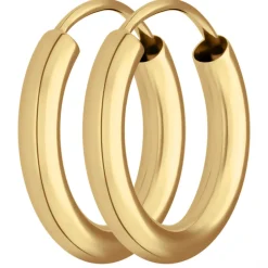 Paar Ohrringe Creolen rund schlicht Ohrschmuck aus 585 Gold Gelbgold 15x2,5mm