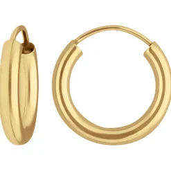 Paar Ohrringe Creolen rund schlicht Ohrschmuck aus 585 Gold Gelbgold 15x2,5mm