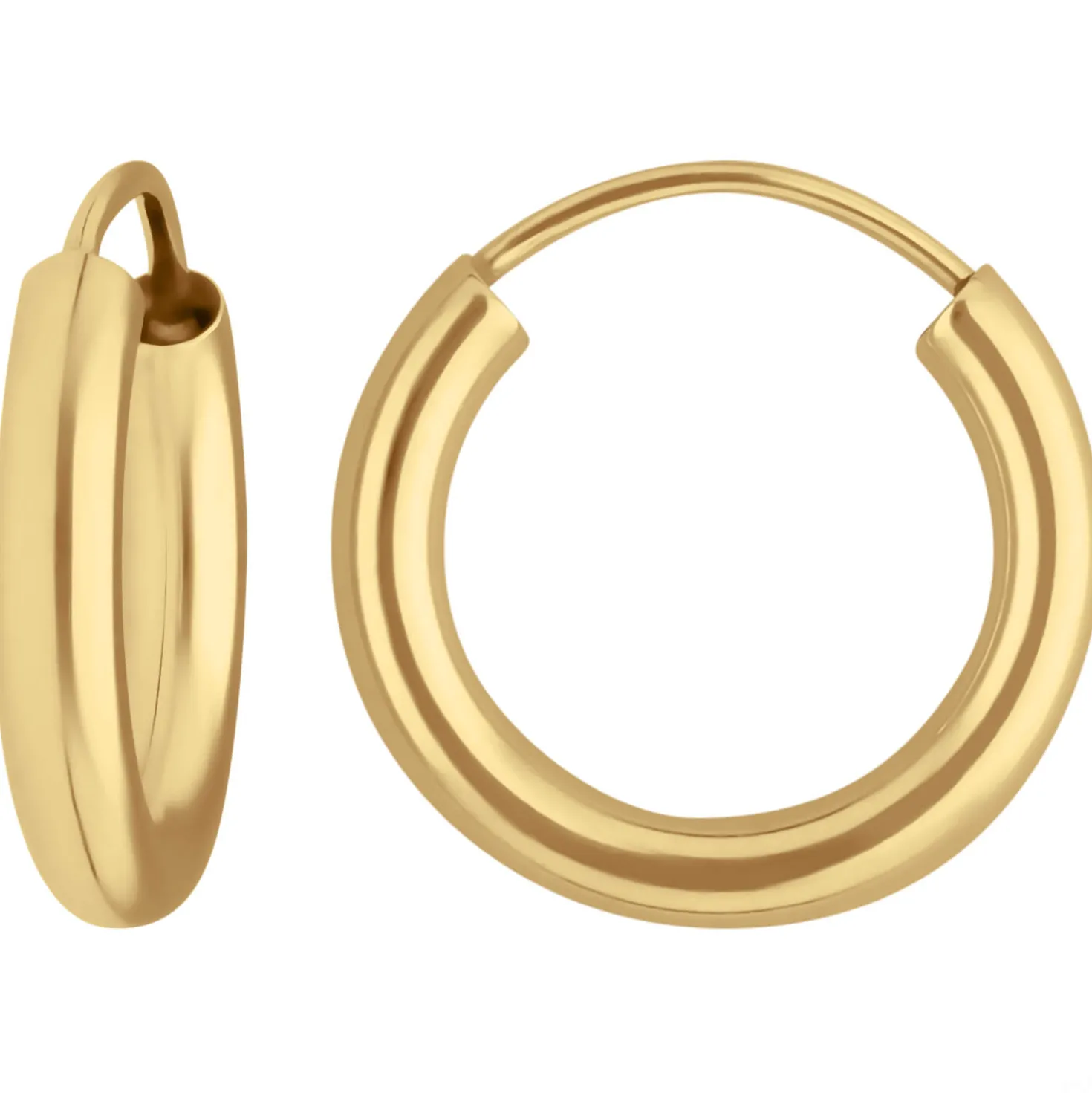 Paar Ohrringe Creolen rund schlicht Ohrschmuck aus 585 Gold Gelbgold 15x2,5mm