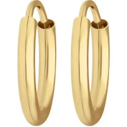 Paar Ohrringe Creolen rund schlicht Ohrschmuck aus 333 Gold Gelbgold 13x2mm