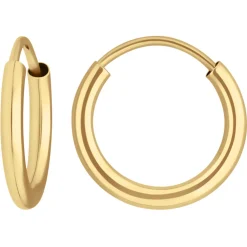 Paar Ohrringe Creolen rund schlicht Ohrschmuck aus 333 Gold Gelbgold 13x2mm