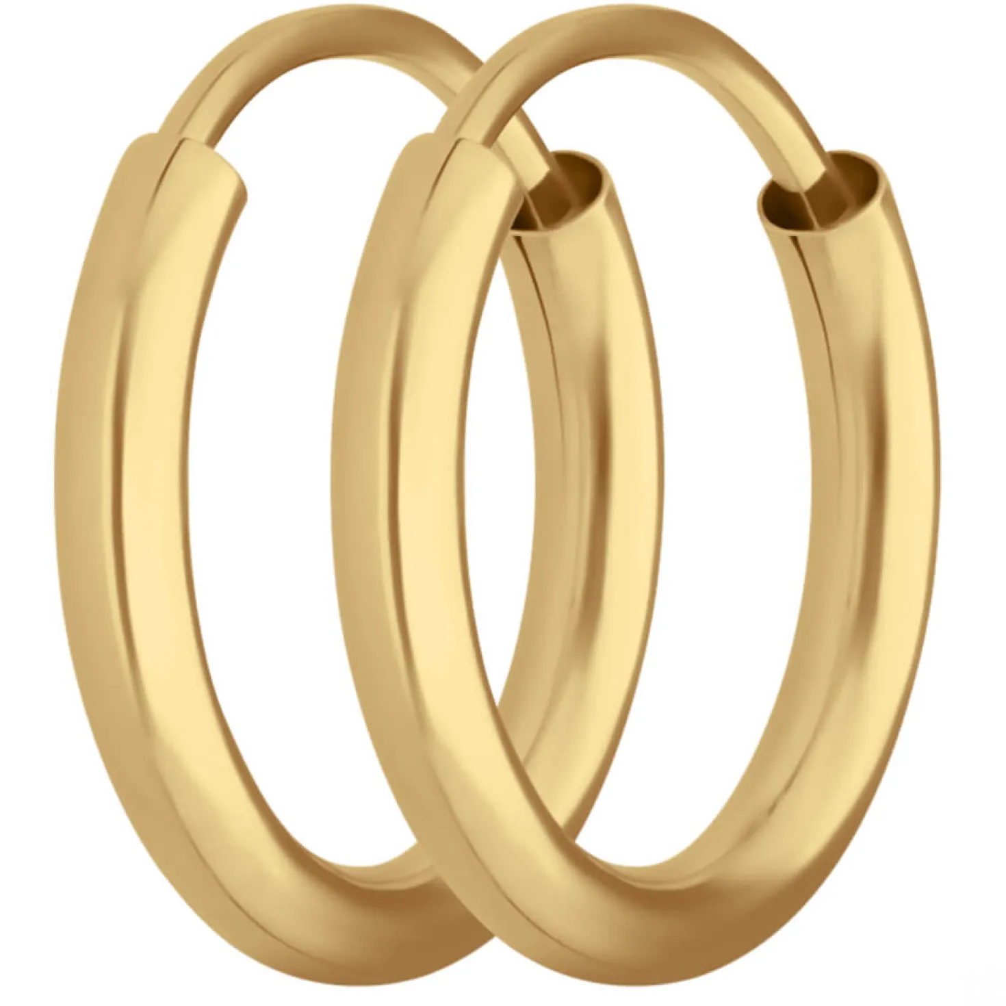Paar Ohrringe Creolen rund schlicht Ohrschmuck aus 585 Gold Gelbgold 13x2mm