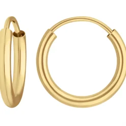 Paar Ohrringe Creolen rund schlicht Ohrschmuck aus 585 Gold Gelbgold 13x2mm