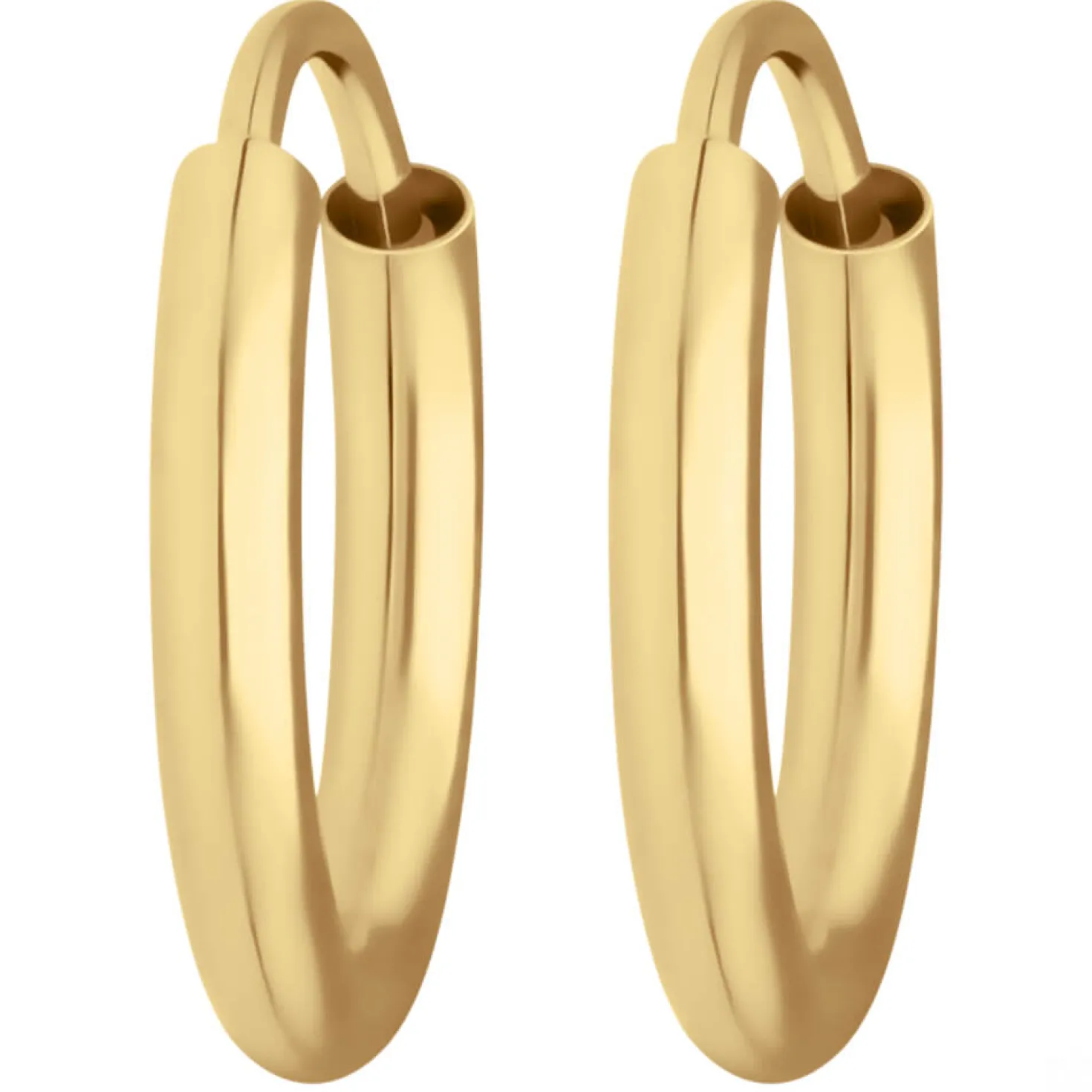 Paar Ohrringe Creolen rund schlicht Ohrschmuck aus 585 Gold Gelbgold 13x2mm