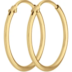 Paar Ohrringe Creolen rund schlicht Ohrschmuck aus 333 Gold Gelbgold 17x1,3mm