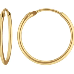 Paar Ohrringe Creolen rund schlicht Ohrschmuck aus 750 Gold Gelbgold 17x1,3mm