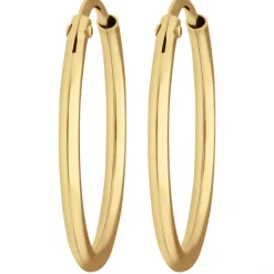 Paar Ohrringe Creolen rund schlicht Ohrschmuck aus 585 Gold Gelbgold 19x1,5mm
