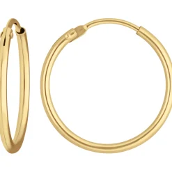 Paar Ohrringe Creolen rund schlicht Ohrschmuck aus 585 Gold Gelbgold 19x1,5mm