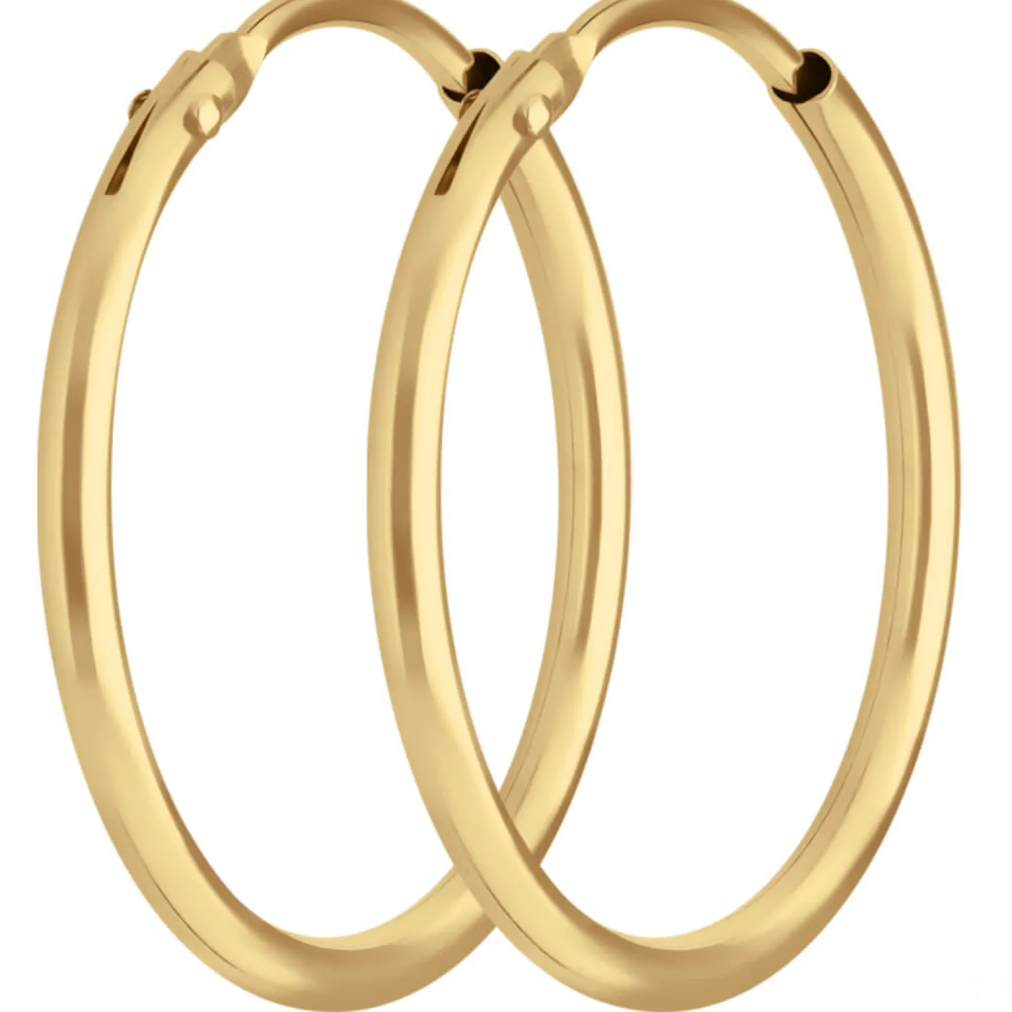 Paar Ohrringe Creolen rund schlicht Ohrschmuck aus 585 Gold Gelbgold 19x1,5mm