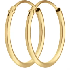 Paar Ohrringe Creolen rund schlicht Ohrschmuck aus 375 Gold Gelbgold 15x1,3mm