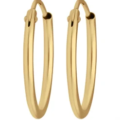 Paar Ohrringe Creolen rund schlicht Ohrschmuck aus 375 Gold Gelbgold 15x1,3mm