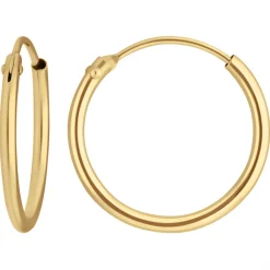 Paar Ohrringe Creolen rund schlicht Ohrschmuck aus 375 Gold Gelbgold 15x1,3mm
