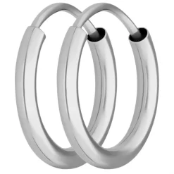 Paar Ohrringe Creolen rund schlicht Ohrschmuck aus 585 Gold Weißgold 13x2mm
