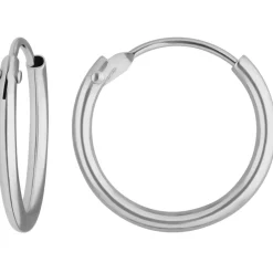 Paar Ohrringe Creolen rund schlicht Ohrschmuck aus 750 Gold Weißgold 13x1,3mm