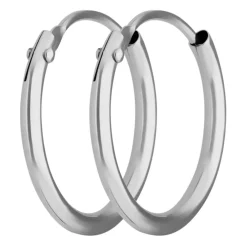 Paar Ohrringe Creolen rund schlicht Ohrschmuck aus 750 Gold Weißgold 13x1,3mm