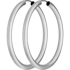 Paar Ohrringe Creolen rund schlicht Ohrschmuck aus 925 Silber rhodiniert 39x3mm