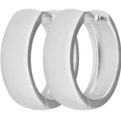 Paar Ohrringe Creolen schlicht kantig aus 925 Silber rhodiniert 16x5,4mm