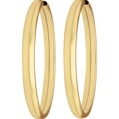 Paar Ohrringe Creolen schlicht Ohrschmuck aus 925 Silber gelb vergoldet 39x3,9mm