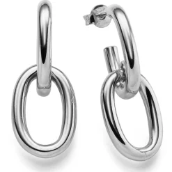 Paar Ohrringe Creolen-Stecker 35x14,2mm Ohrschmuck oval 585 Gold Weißgold