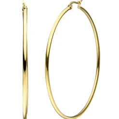 Paar Ohrringe Creolen 60x2mm aus Edelstahl gold-farben rund glänzend