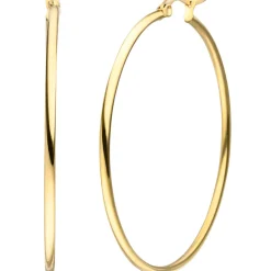 Paar Ohrringe Creolen 50x2mm aus Edelstahl gold-farben rund glänzend