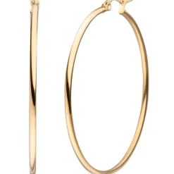 Paar Ohrringe Creolen 50x2mm aus Edelstahl rotgold-farben rund glänzend