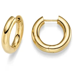 Paar Ohrringe Creolen 25x5mm aus 585 Gold Gelbgold rund glänzend schlicht