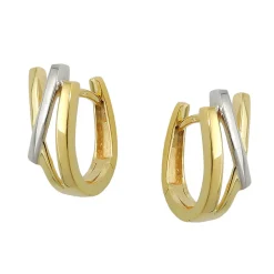 Paar Ohrringe Creolen 15x7mm aus 9Kt 375 Gold Gelbgold bicolor teilrhodiniert