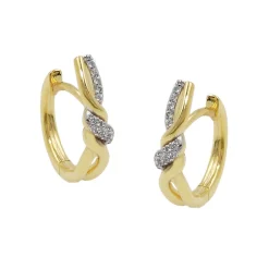Paar Ohrringe Creolen 18x4mm überkreuzt Zirkonia 9Kt 375 Gold Gelbgold