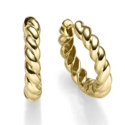Paar Ohrringe Creolen 17x3mm Kordel-Muster aus 585 Gold Gelbgold glänzend