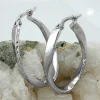 Paar Ohrringe Creolen 26x3mm leicht gedreht 925 Silber diamantiert rhodiniert