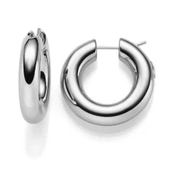 Paar Ohrringe Creolen 26,5x6mm Ohrschmuck aus 585 Gold Weißgold rund glänzend