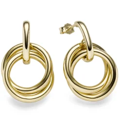 Paar Ohrringe Ohrhänger Hängerstecker Kreise 30x19,5mm 585 Gold Gelbgold