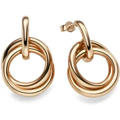 Paar Ohrringe Ohrhänger Hängerstecker Kreise 30x19,5mm 585 Gold Rotgold