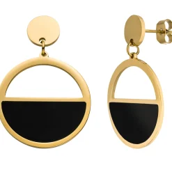 Paar Ohrringe Ohrhänger Kreise aus Edelstahl goldfarben beschichtet Ø 23,8mm