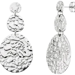 Paar Ohrringe Ohrhänger Ohrschmuck 44x21,2mm aus Edelstahl mit Struktur