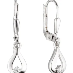 Paar Ohrringe Ohrhänger 6x23,2mm Boutons Tropfen mit Zirkonia 333 Gold Weißgold