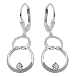 Paar Ohrringe Ohrhänger 36x13mm Doppelkreis 8 Acht mit Zirkonia 925 Silber