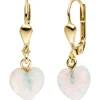 Paar Ohrringe Ohrhänger 8,1x23,7mm Herz Herzen aus Opal & 333 Gold Gelbgold