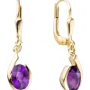 Paar Ohrringe Ohrhänger 6,9x25,6mm mit Amethyst violett lila 333 Gold Gelbgold