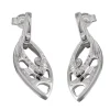 Paar Ohrringe Ohrhänger 30x12mm mit Zirkonia 925 Silber spitzoval Ohrschmuck